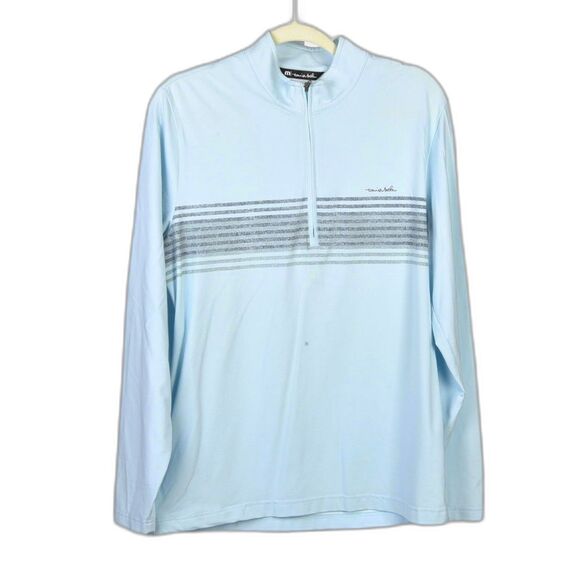 Travis Matthew Blue Striped Golf Pullover Wrinkle Resistant Size M - Picture 1 of 2